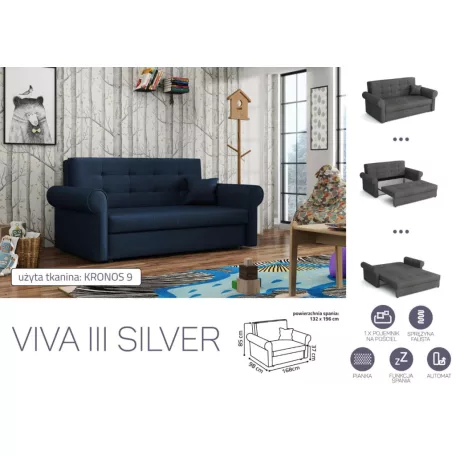 VIVA SILVER III. előre nyíló rugós kanapékronos 9 színben