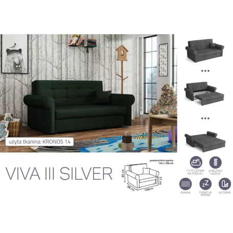 VIVA SILVER III. előre nyíló rugós kanapékronos 14 színben