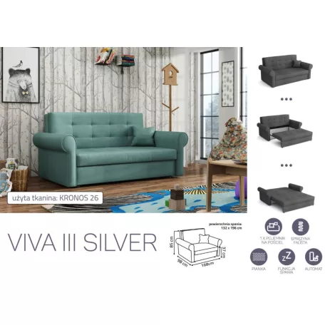 VIVA SILVER III. előre nyíló rugós kanapékronos 26 színben
