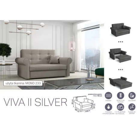 VIVA SILVER II. előre nyíló rugós kanapé Mono 233 színben