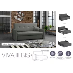   VIVA BIS III. előre nyíló rugós kanapé Manila 15 színben