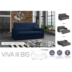   VIVA BIS III. előre nyíló rugós kanapé Manila 26 színben
