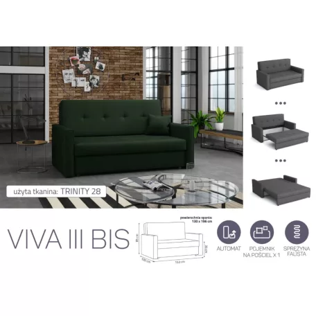 VIVA BIS III. előre nyíló rugós kanapé Trinity 28 színben