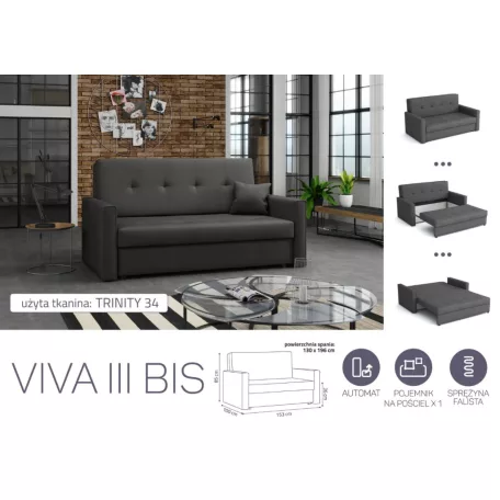 VIVA BIS III. előre nyíló rugós kanapé Trinity 34 színben
