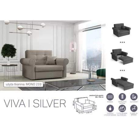 VIVA SILVER I. előre nyíló rugós fotelágy Mono 233 színben