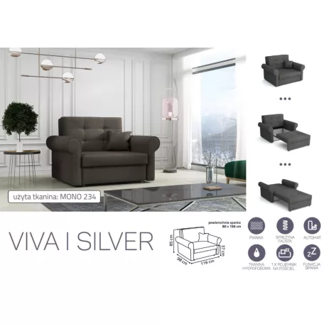 VIVA SILVER I. előre nyíló rugós fotelágy Mono 234 színben