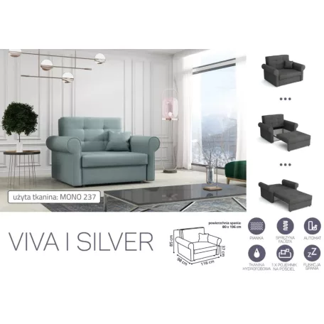 VIVA SILVER I. előre nyíló rugós fotelágy Mono 237 színben