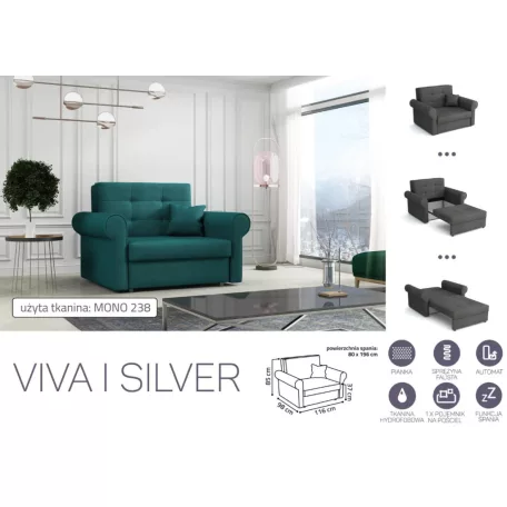 VIVA SILVER I. előre nyíló rugós fotelágy Mono 238 színben