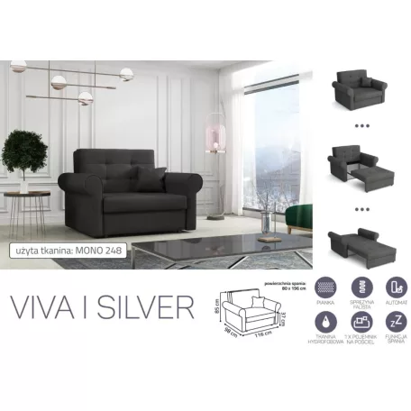 VIVA SILVER I. előre nyíló rugós fotelágy Mono 248 színben