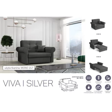 VIVA SILVER I. előre nyíló rugós fotelágy Mono 247 színben