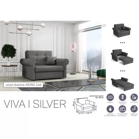 VIVA SILVER I. előre nyíló rugós fotelágy Mono 246 színben