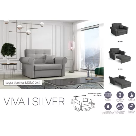 VIVA SILVER I. előre nyíló rugós fotelágy Mono 244 színben