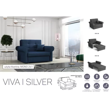 VIVA SILVER I. előre nyíló rugós fotelágy Mono 241 színben