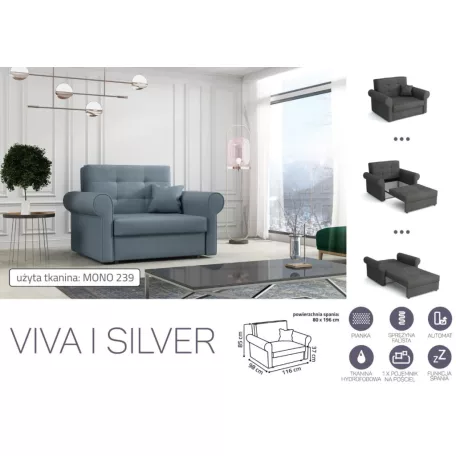 VIVA SILVER I. előre nyíló rugós fotelágy Mono 239 színben