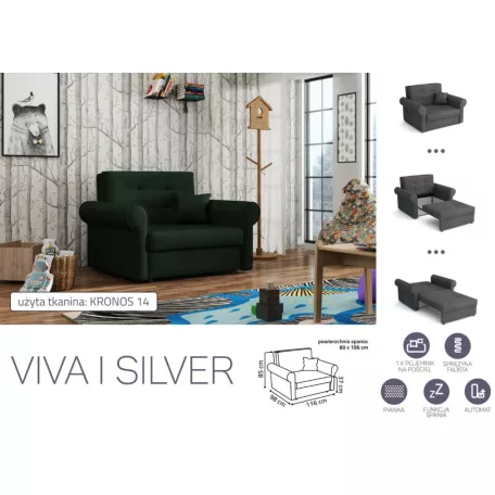 VIVA SILVER I. előre nyíló rugós fotelágykronos 14 színben