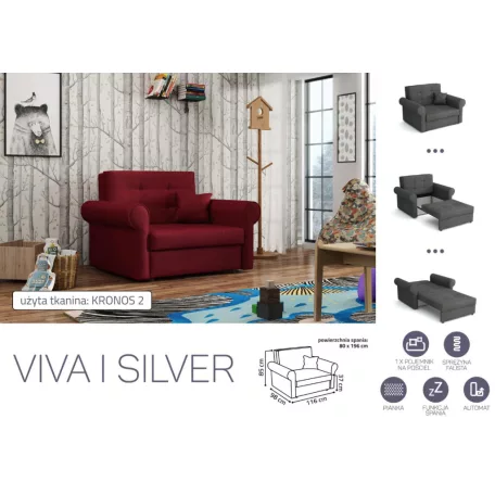 VIVA SILVER I. előre nyíló rugós fotelágykronos 2 színben