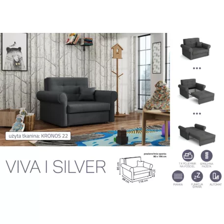 VIVA SILVER I. előre nyíló rugós fotelágykronos 22 színben