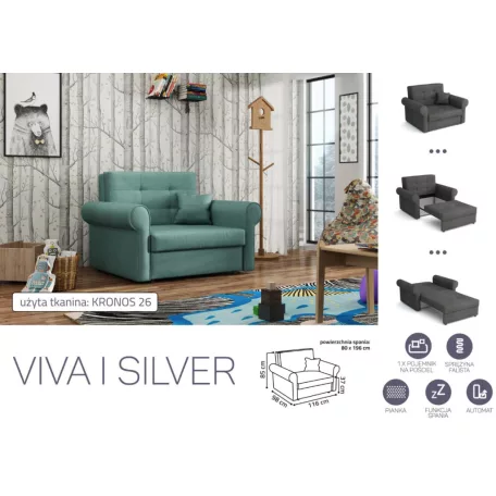 VIVA SILVER I. előre nyíló rugós fotelágykronos 26 színben