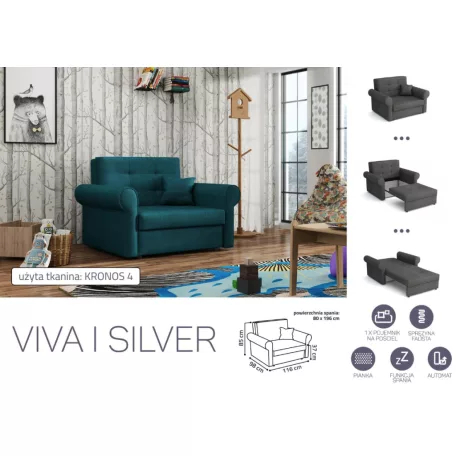 VIVA SILVER I. előre nyíló rugós fotelágykronos 4 színben