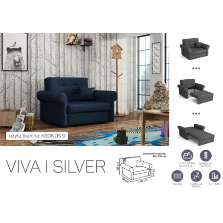 VIVA SILVER I. előre nyíló rugós fotelágykronos 9 színben