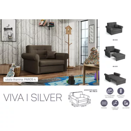 VIVA SILVER I. előre nyíló rugós fotelágy Paros 4 színben