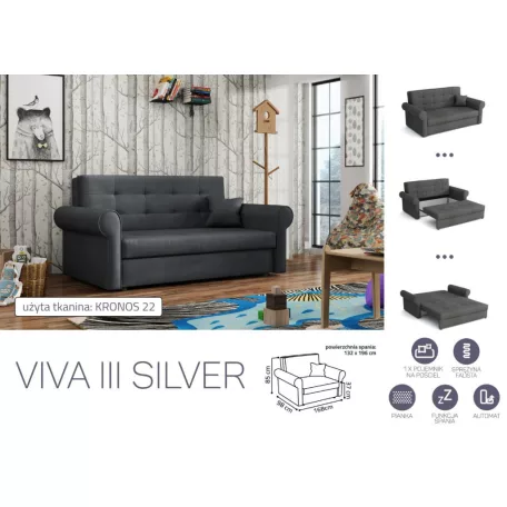 VIVA SILVER III. előre nyíló rugós kanapékronos 22