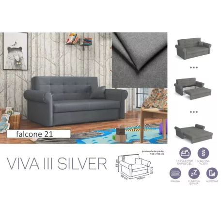 VIVA SILVER III. előre nyíló rugós kanapé Falcone 21