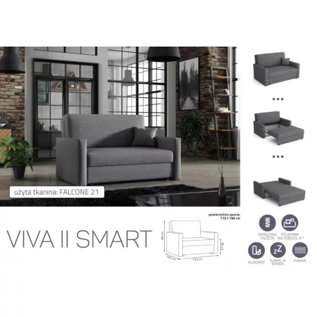VIVA SMART II előre nyíló rugós, ágyneműtartós kanapé Falcone 21 színben