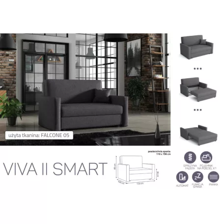 VIVA SMART II előre nyíló rugós, ágyneműtartós kanapé Falcone 5 színben