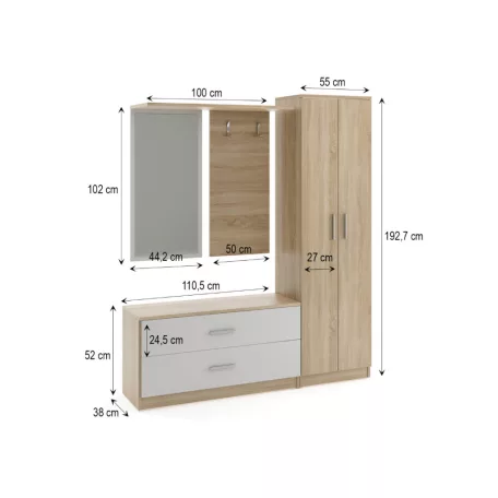 Carla Előszobagarnitúra sonoma tölgy színben