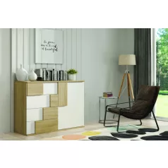   Elstra 1. egy ajtós, négy fiókos komód sonoma/fehér színben