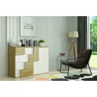 Elstra 1. egy ajtós, négy fiókos komód sonoma/fehér színben