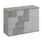 Elstra 1. egy ajtós, négy fiókos komód beton/fehér színben