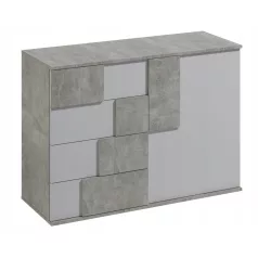   Elstra 1. egy ajtós, négy fiókos komód beton/fehér színben