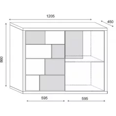   Elstra 1. egy ajtós, négy fiókos komód beton/fehér színben