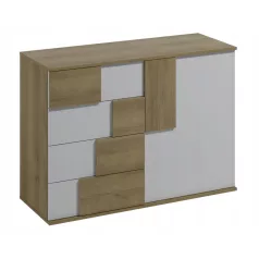   Elstra 1. egy ajtós, négy fiókos komód artisan/fehér színben