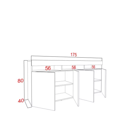 IZUMI magasfényű fehér/ fehér komód, 175 WH