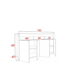 IZUMI magasfényű fehér/ fehér komód, 140 WH