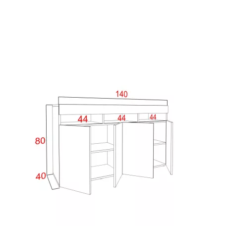 IZUMI magasfényű fehér/ fehér komód, 140 WH