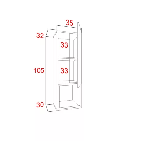 IZUMI 3 magasfényű fekete/fekete polcos függesztett fali szekrény, 105 BL