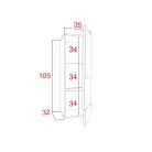 IZUMI 2 magasfényű fekete/fekete polcos, vitrines függesztett fali szekrény, 105 BL