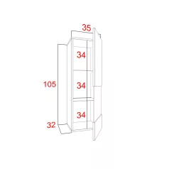   IZUMI 2 magasfényű fehér/fehér polcos, vitrines függesztett fali szekrény, 105 WH