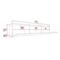 IZUMI 44 WH magasfényű fehér/ fehér TV szekrény 175 cm