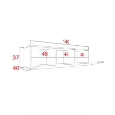 IZUMI 43 BL magasfényű fekete/fekete TV szekrény 140 cm