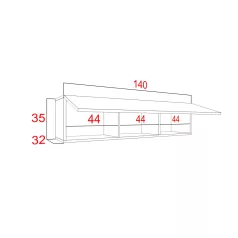   IZUMI 33 BL magasfényű fekete/fekete polcos szekrény 140 cm