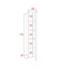   IZUMI 24 BL magasfényű fekete/fekete fali polcos szekrény 175 cm