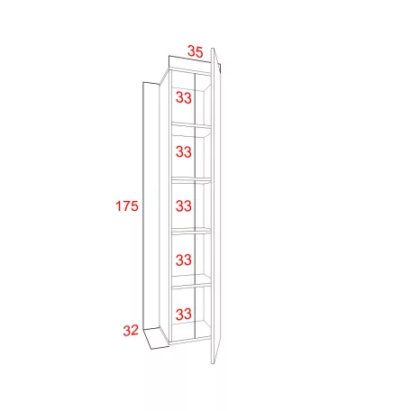 IZUMI 24 BL magasfényű fekete/fekete fali polcos szekrény 175 cm