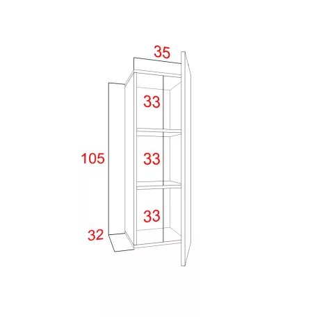 IZUMI 22 BL magasfényű fekete/fekete fali polcos szekrény 105 cm