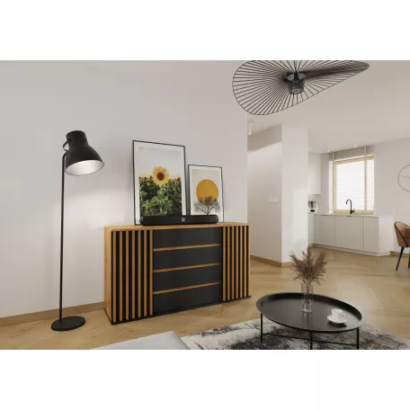 NAIROBI 2F4S komód Fekete/Artisan