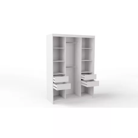 Rico 150 cm 4 fiókos, tolóajtós gardróbszekrény fehér színben